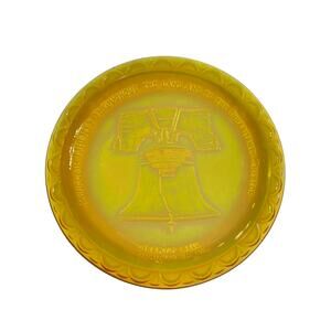 VTG Indiana Glass American Bicentennial Gold Carnival Glass Liberty Glass Plate